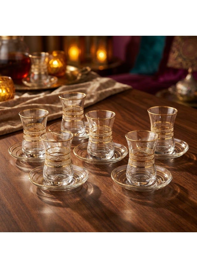 Acar Luxury Turkish Tea Glass Set with Elegant Gold Details – 6 Pieces | Made in Turkey - Image 1
