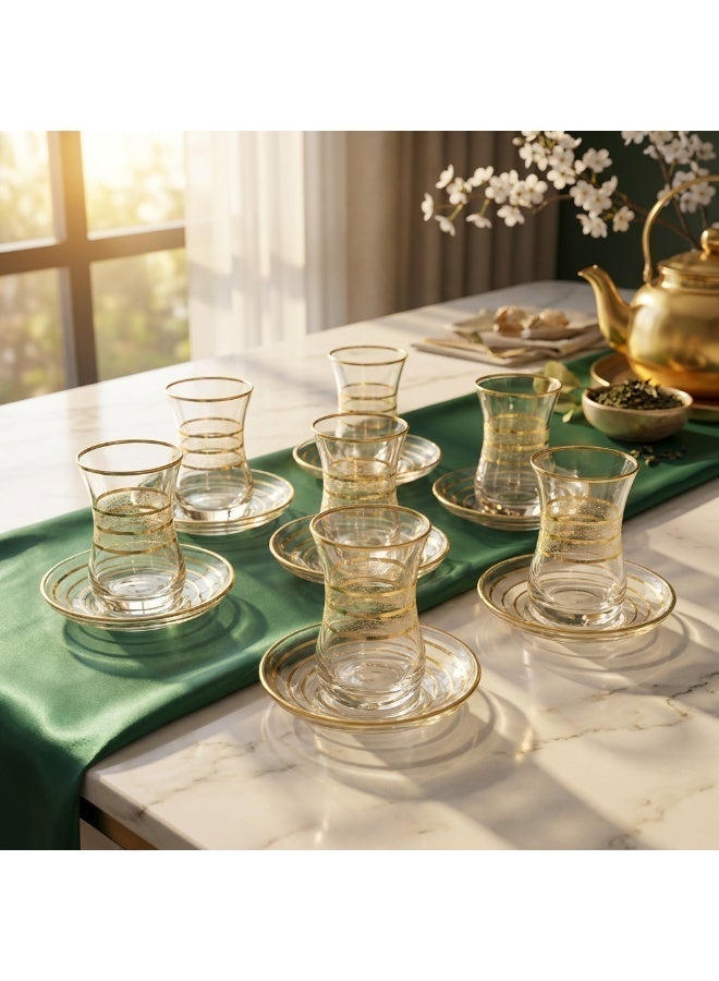 Acar Luxury Turkish Tea Glass Set with Elegant Gold Details – 6 Pieces | Made in Turkey - Image 4