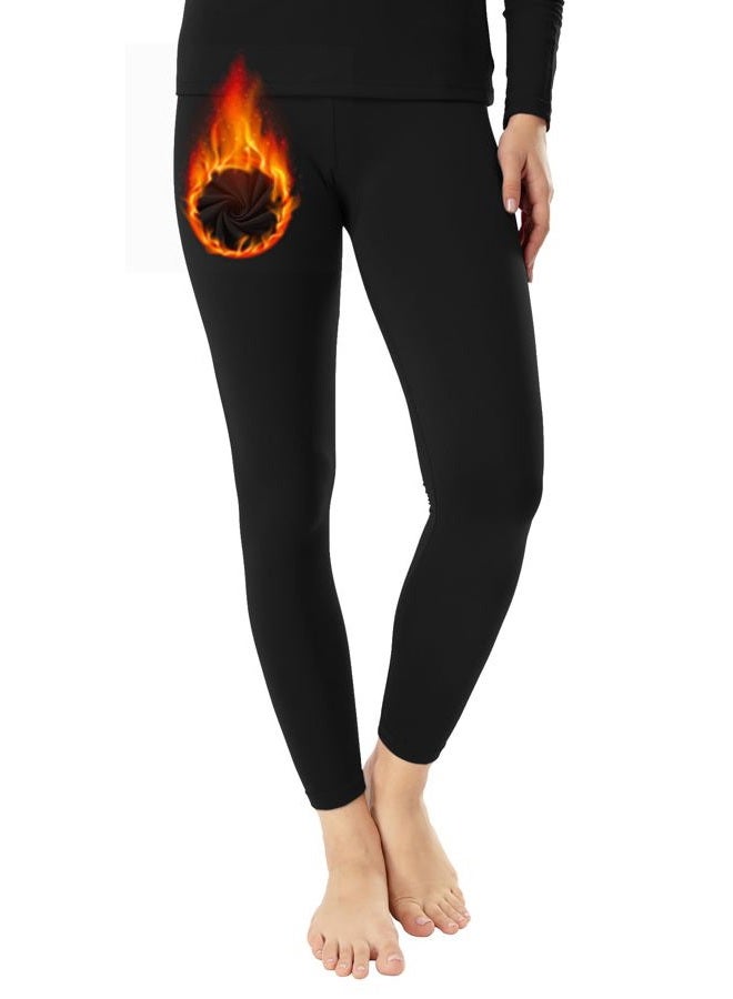 MANCYFIT Thermal Pants for Women Fleece Lined Leggings Underwear Soft Bottoms, Black, XL - Image 1