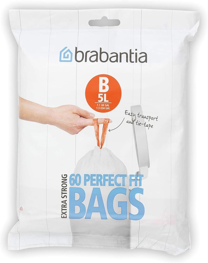 Brabantia Bin Liners, Size B, 5 L - 60 Bags - Image 1