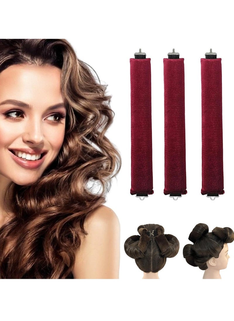Captaintech Hair Curlers with Hook, No Heat Flexi Rods for All Hair Types, Comfortable Sleep-In Curlers, Overnight Blowout Curls, Red  - Image 1