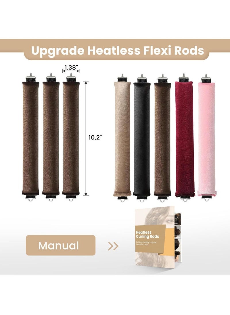 Captaintech Hair Curlers with Hook, No Heat Flexi Rods for All Hair Types, Comfortable Sleep-In Curlers, Overnight Blowout Curls, Red  - Image 3