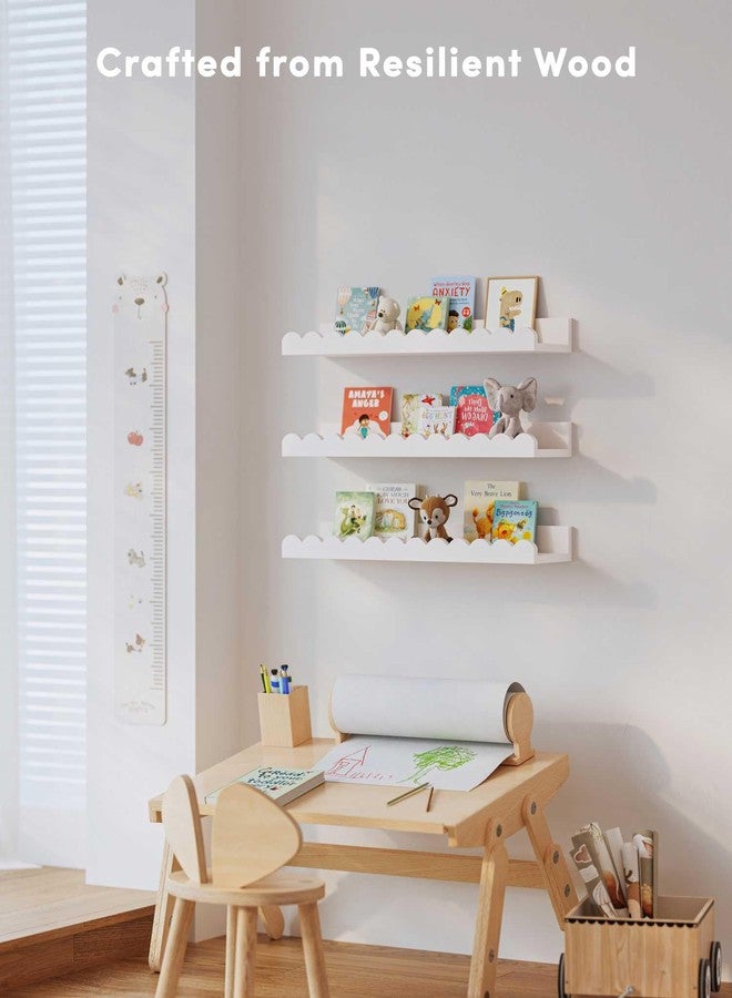 Onlysky Scalloped Shelves, Nursery Book Shelves, Floating Book Shelves for Wall, Toddler Nusery Deocr - Image 4