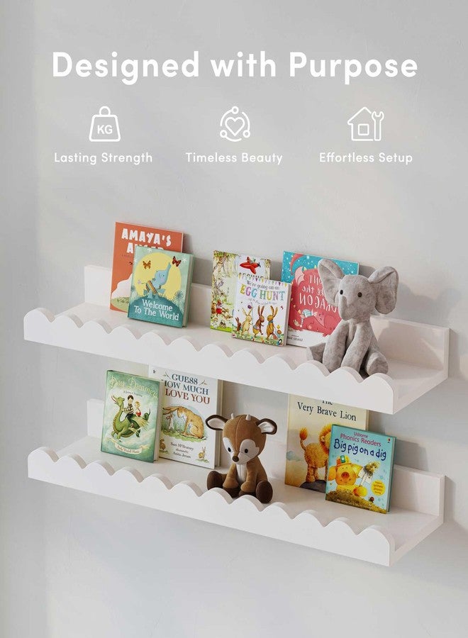 Onlysky Scalloped Shelves, Nursery Book Shelves, Floating Book Shelves for Wall, Toddler Nusery Deocr - Image 5