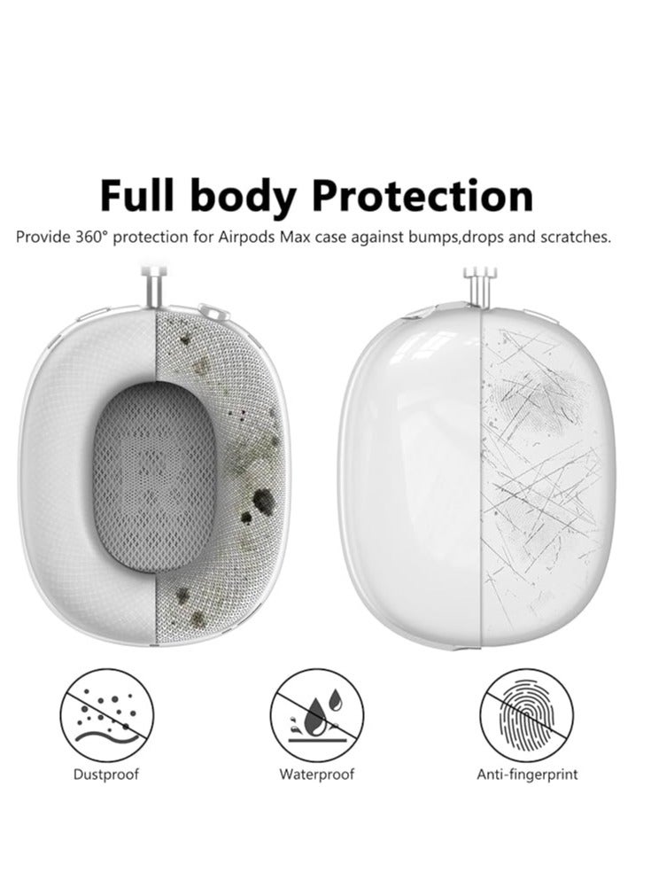4 in 1 Clear Silicone Case Cover for AirPods Max Headphones White - Image 3
