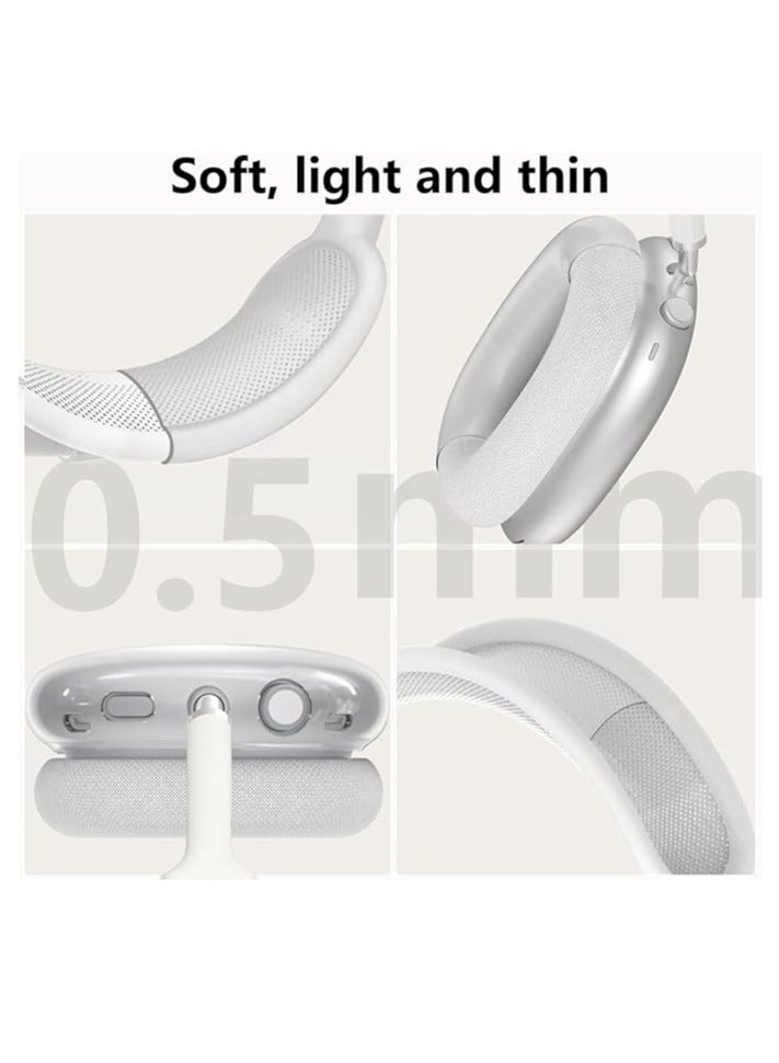 4 in 1 Clear Silicone Case Cover for AirPods Max Headphones White - Image 5