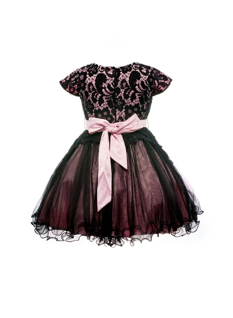 Queen BLACK lace  Girls Party Dress, Princess .Dress  Wearing for Wedding Evening Formal  Dance Gown for Birthday Kid Girls Elegant - Image 4