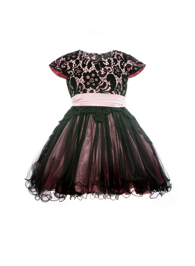 Queen BLACK lace  Girls Party Dress, Princess .Dress  Wearing for Wedding Evening Formal  Dance Gown for Birthday Kid Girls Elegant - Image 3