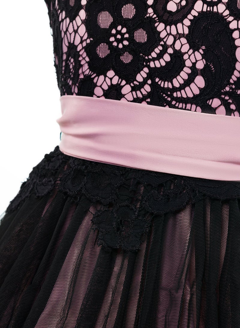 Queen BLACK lace  Girls Party Dress, Princess .Dress  Wearing for Wedding Evening Formal  Dance Gown for Birthday Kid Girls Elegant - Image 5