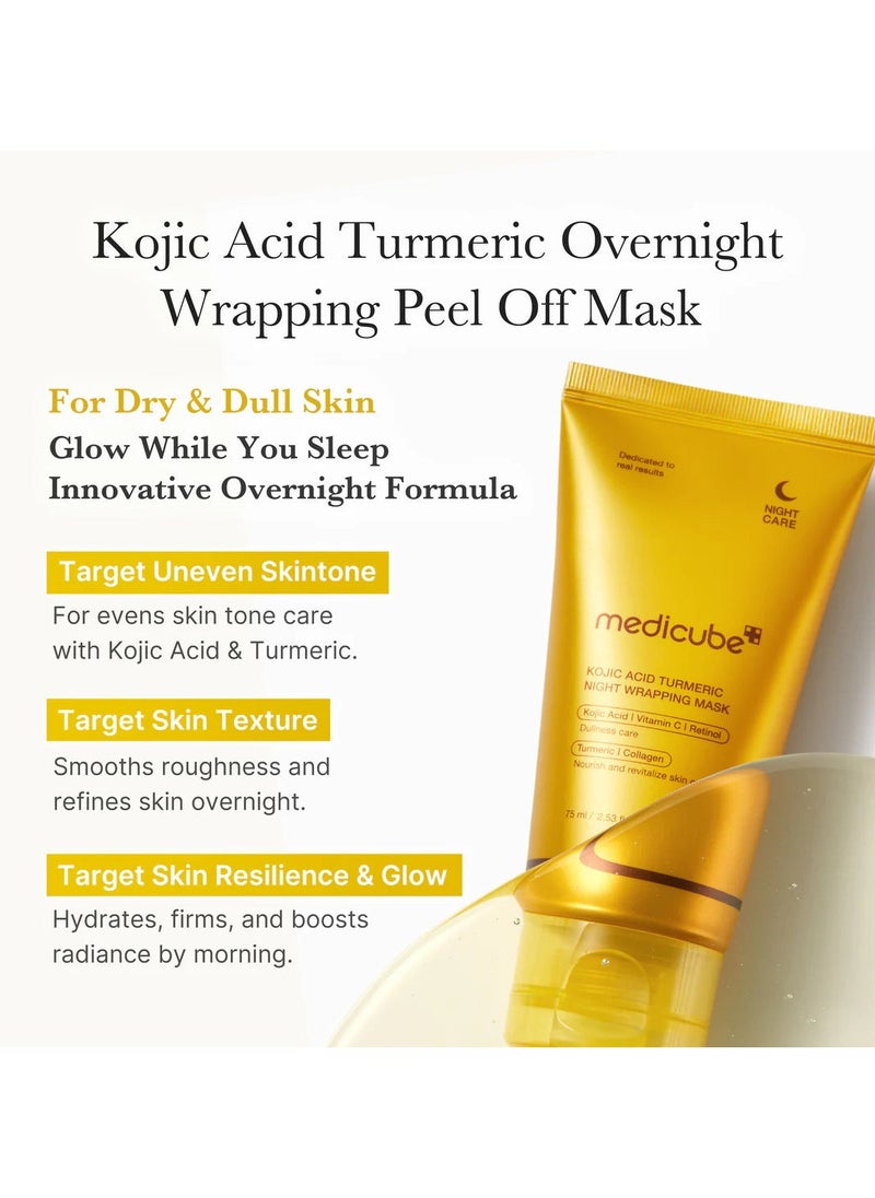Medicube medicubeViral Glass Glow Overnight Wrapping Mask Duo: Collagen Overnight Wrapping Peel Off Facial Mask Pack and Turmeric Overnight Wrapping Peel Off Mask and Jelly Brush  - Image 3