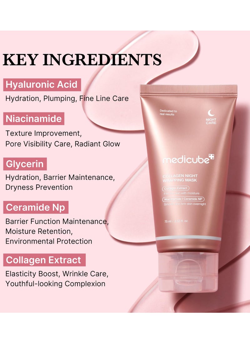 Medicube medicubeViral Glass Glow Overnight Wrapping Mask Duo: Collagen Overnight Wrapping Peel Off Facial Mask Pack and Turmeric Overnight Wrapping Peel Off Mask and Jelly Brush  - Image 2