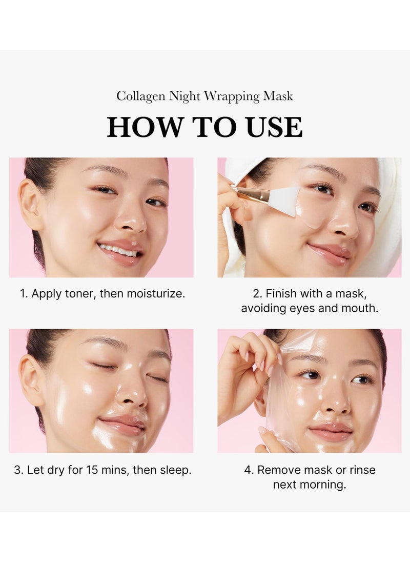 Medicube medicubeViral Glass Glow Overnight Wrapping Mask Duo: Collagen Overnight Wrapping Peel Off Facial Mask Pack and Turmeric Overnight Wrapping Peel Off Mask and Jelly Brush  - Image 4