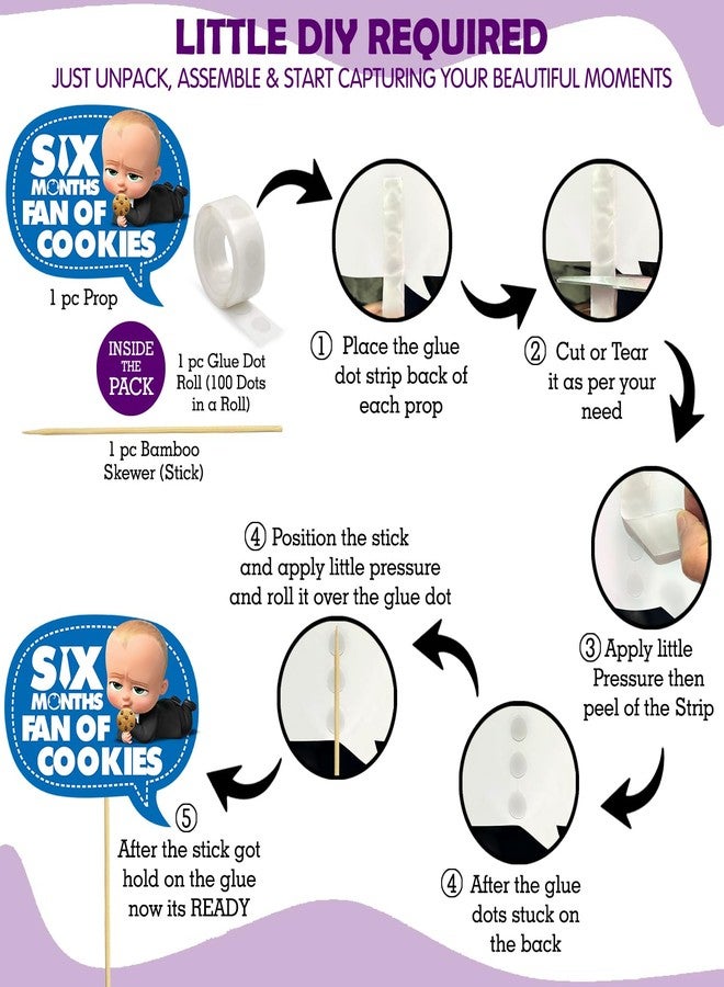Zyozique Baby Boss Half Birthday Party Supplies, Boss Baby 1/2 Birthday Party Decorations for Boys with Happy Birthday Paper Banner Photobooth Props Balloons(Pack of 44) - Image 3