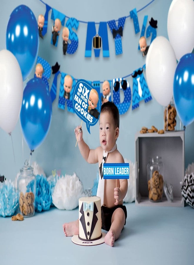 Zyozique Baby Boss Half Birthday Party Supplies, Boss Baby 1/2 Birthday Party Decorations for Boys with Happy Birthday Paper Banner Photobooth Props Balloons(Pack of 44) - Image 5