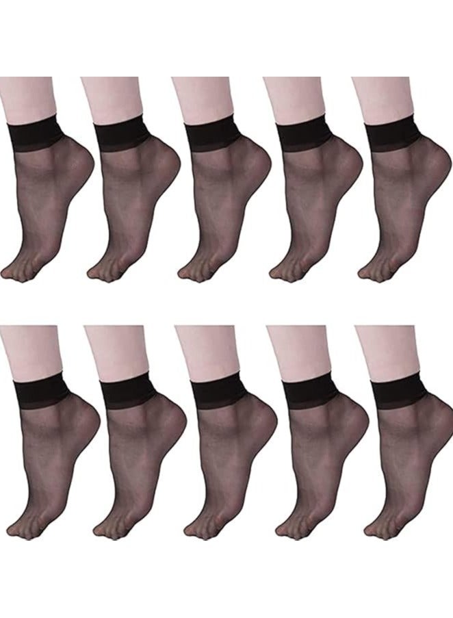 10 Pairs Women's Sheer Nylon Short Socks One Size Durable and practical, can be worn for long periods of time without losing elasticity or tangling - Image 1