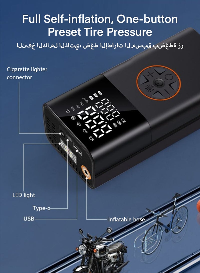 DPTER Tire Inflator Portable Air Compressor, 3600 mAh Battery, 150 PSI, 12V Fast Portable Air Pump with Auto Stop and LED Light, Digital Tire Pressure Detection Air Pump Tyre Inflator for Car, Bike, Ball, etc - Image 4