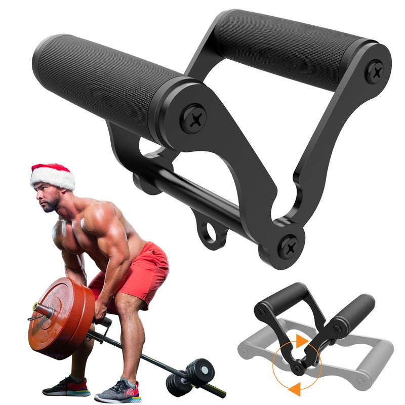 veimia V Bar T-Bar Row Landmine Handle Attachment for Barbell Bars, Solid Mine Double D Row Handle Grips with Non-Slip Rubber Grips, T-Row Attachment for Olympic Strength Training Bars - Image 1