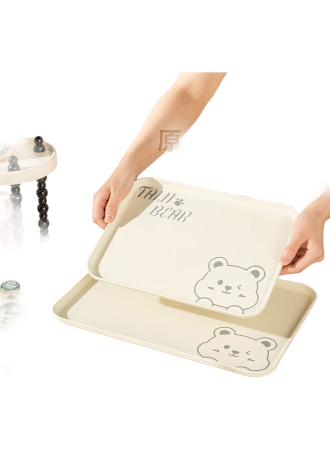 Caizhi Rectangular Tray, Tea Tray, Household Fruit Plate, Breakfast Plate, Storage Tray, Snack Plate, Medium-Sized Bear Pattern, Beige, Cz6948 - Image 1