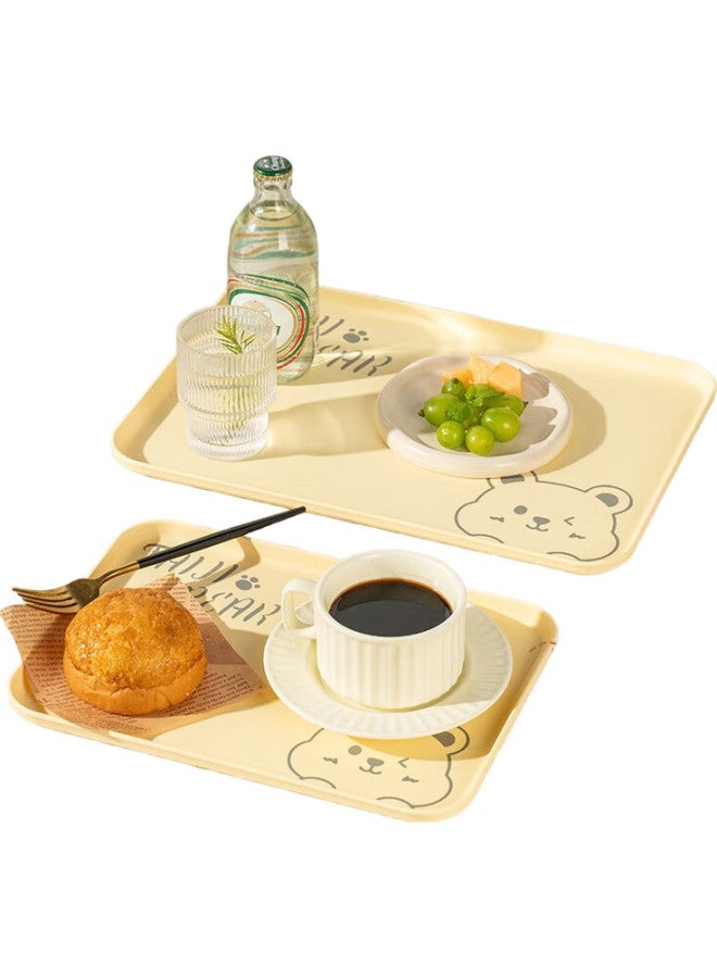 Caizhi Rectangular Tray, Tea Tray, Household Fruit Plate, Breakfast Plate, Storage Tray, Snack Plate, Medium-Sized Bear Pattern, Beige, Cz6948 - Image 2