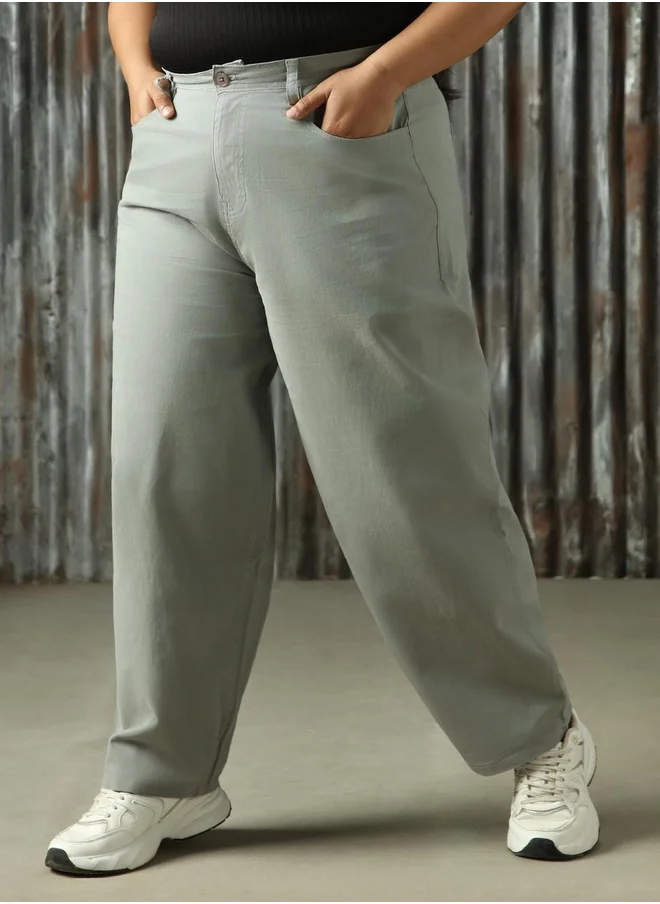 هاي ستار High Star Plus Size High Rise Regular Fit Trousers