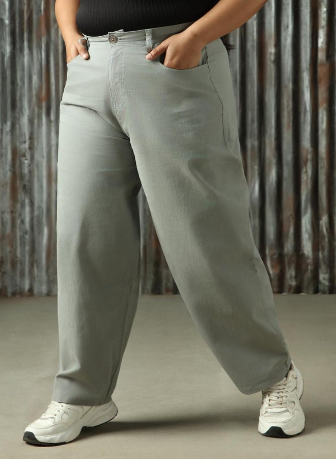 HIGH STAR High Star Plus Size High Rise Regular Fit Trousers - Image 2
