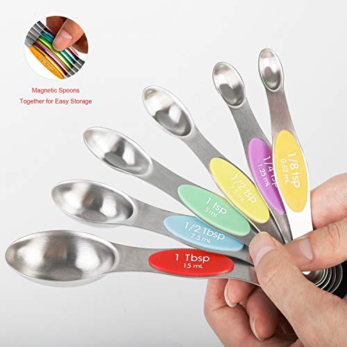 YellRin Magnetic Measuring Spoons Set Stainless Steel Stackable Dual Sided Teaspoons and Tablespoons for Measuring Dry and Liquid Ingredients Set of 6 - Image 4