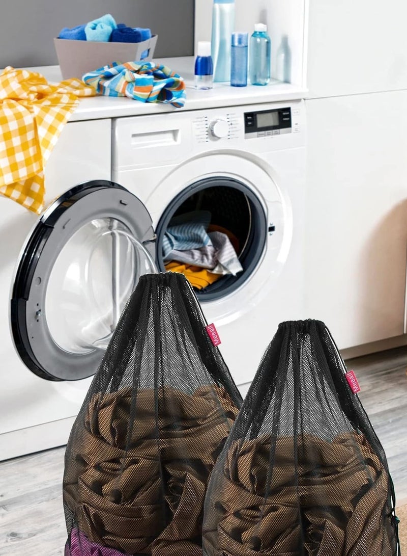 4-Piece Heavy Duty Drawstring Laundry Bags Set - Large Mesh Storage Pouches for Dirty Clothes, Toys, Bedding  Seasonal Organizing - Image 2