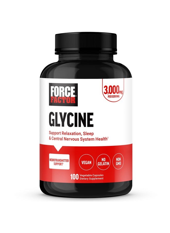 Force Factor FORCE FACTOR Glycine to Promote Relaxation and Restful Sleep, Support Cognitive Function, Mood Balance, and Nerve Health, 100 Vegetable Capsules  - Image 1