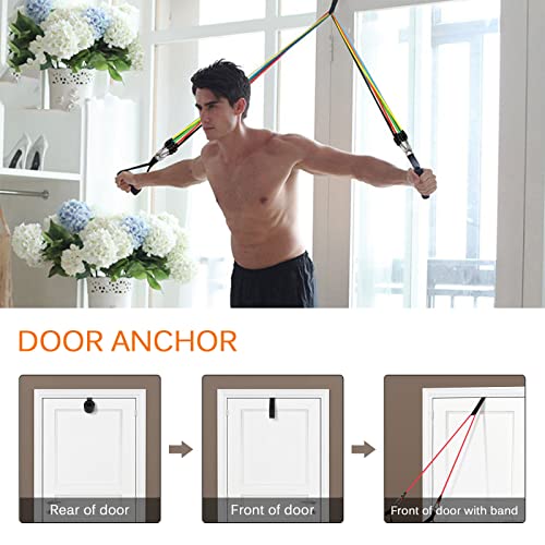 Uten Resistance Bands Set 12pcs, 100lbs Elastic Exercise Bands with Door Anchor, Handles, Ankle Straps and Carry Bag, Indoor Outdoor Fitness, Shape Body, Full Body Workout - Image 4
