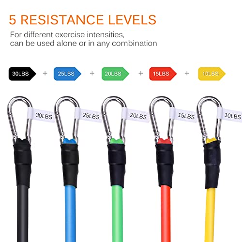 Uten Resistance Bands Set 12pcs, 100lbs Elastic Exercise Bands with Door Anchor, Handles, Ankle Straps and Carry Bag, Indoor Outdoor Fitness, Shape Body, Full Body Workout - Image 2