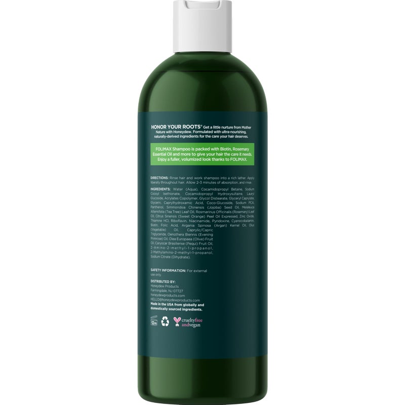 Honeydew Folimax Biotin Shampoo for Thinning Hair - Volumizing Biotin Shampoo for Men & Women's Fine and Thin Hair with Zinc & Rosemary Oil - Color Safe Vegan Sulfate Silicone & Paraben Free (Rosemary Scent) - Image 5