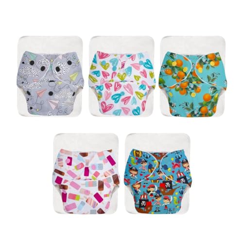 SuperBottoms BASIC Cloth Diapers for Babies l New Trimmer Version l Adjustable & Washable Cotton Diaper l Rash Free Reusable Diaper for New Born Baby l With a UltraThin Dry Pad l 3M - 3Y | 5-17kgs |5 Pack - Image 1