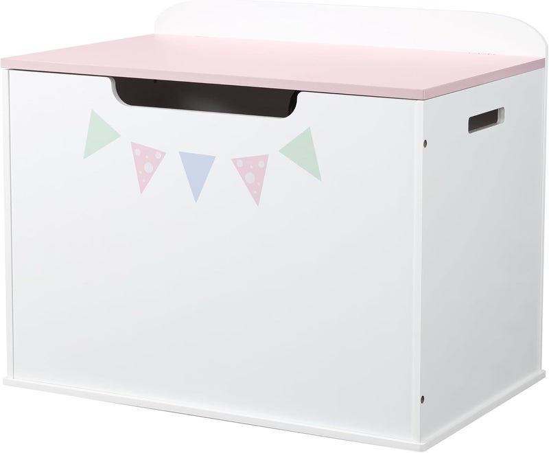 Navaris Navaris Wooden Toy Box  Versatile Storage Bench with Lid for Boys  Girls  Childrens Trunk Ideal for Toys Blankets Books and Clothes  Kids Toybox Chest with Soft Closure  Pink  - Image 5