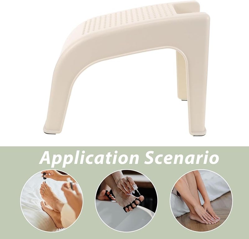 Lightweight Plastic Pedicure Foot Stool with Non Slip Surface Portable Footrest for Shaving and Home Bathroom Use - Image 3