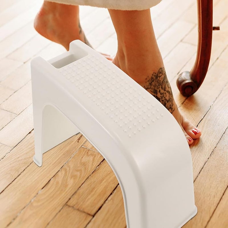 Lightweight Plastic Pedicure Foot Stool with Non Slip Surface Portable Footrest for Shaving and Home Bathroom Use - Image 4