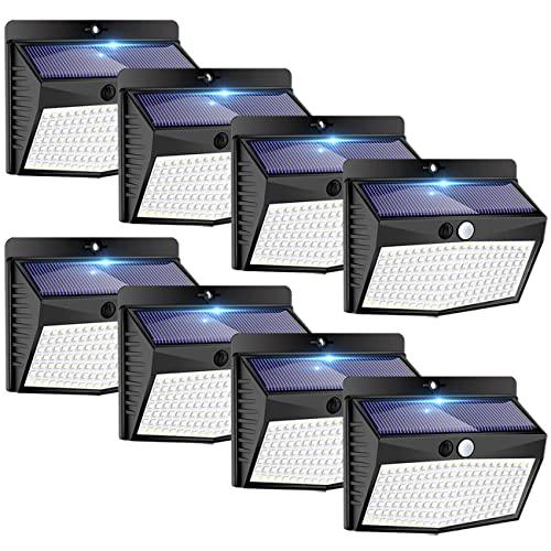 Peasur Solar Lights Outdoor, [138 LED/8 Packs] Solar Motion Sensor Security Light with 3 Lighting Modes Solar Wall Lights Waterproof Solar Powered Lights Outside for Garden Fence Yard Deck Garage - Image 1