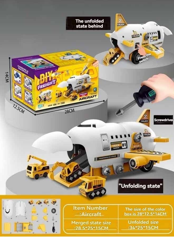 إيزي سو مجموعة ألعاب طائرة التحول، مجموعة ألعاب طائرة نقل البضائع والسيارات، ألعاب محاكاة ألغاز للأطفال، طائرة متعددة الاستخدامات، نموذج طائرة فريكتون بمحرك مع سيارات صغيرة، هدية رائعة للأولاد والبنات - Image 3