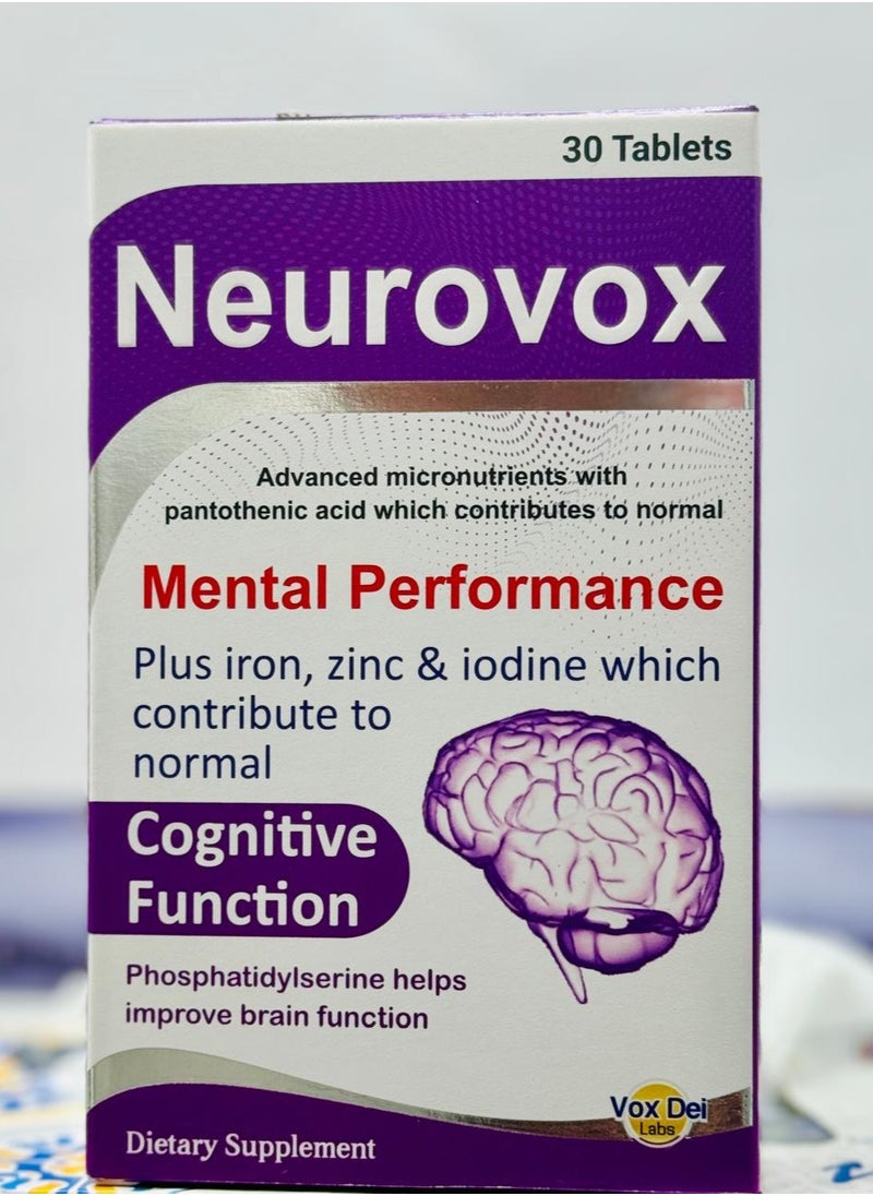 Vox Dei Labs Neurovox - Advanced Brain Health & Cognitive Support with Pantothenic Acid, Iron, Zinc, Iodine & Phosphatidylserine Tablets 30s  - Image 1