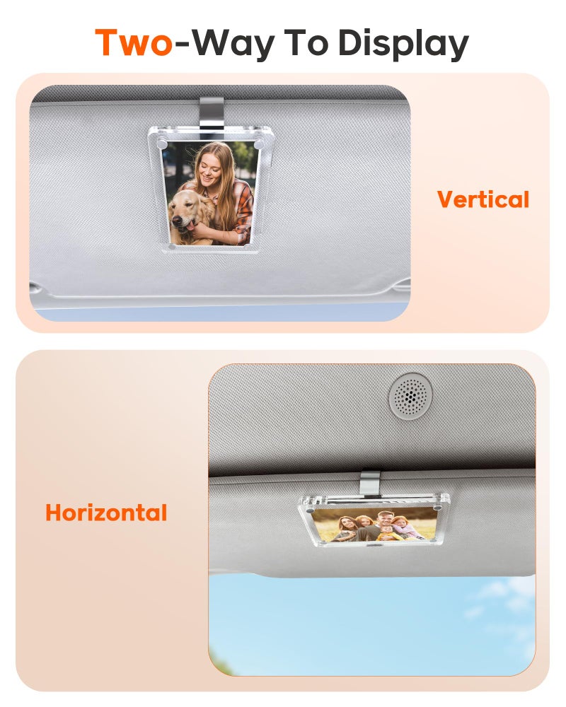 ESVNE 2Pcs Car Picture Holder for Visor Magnetic Picture Frame for 3 Inch Photos, Car Sun Visor Photo Holder with Strong Acrylic Magnet, Personalized Car Accessories with Clips for Easy Display. Gift For Valentineâ€˜s Day - Image 4