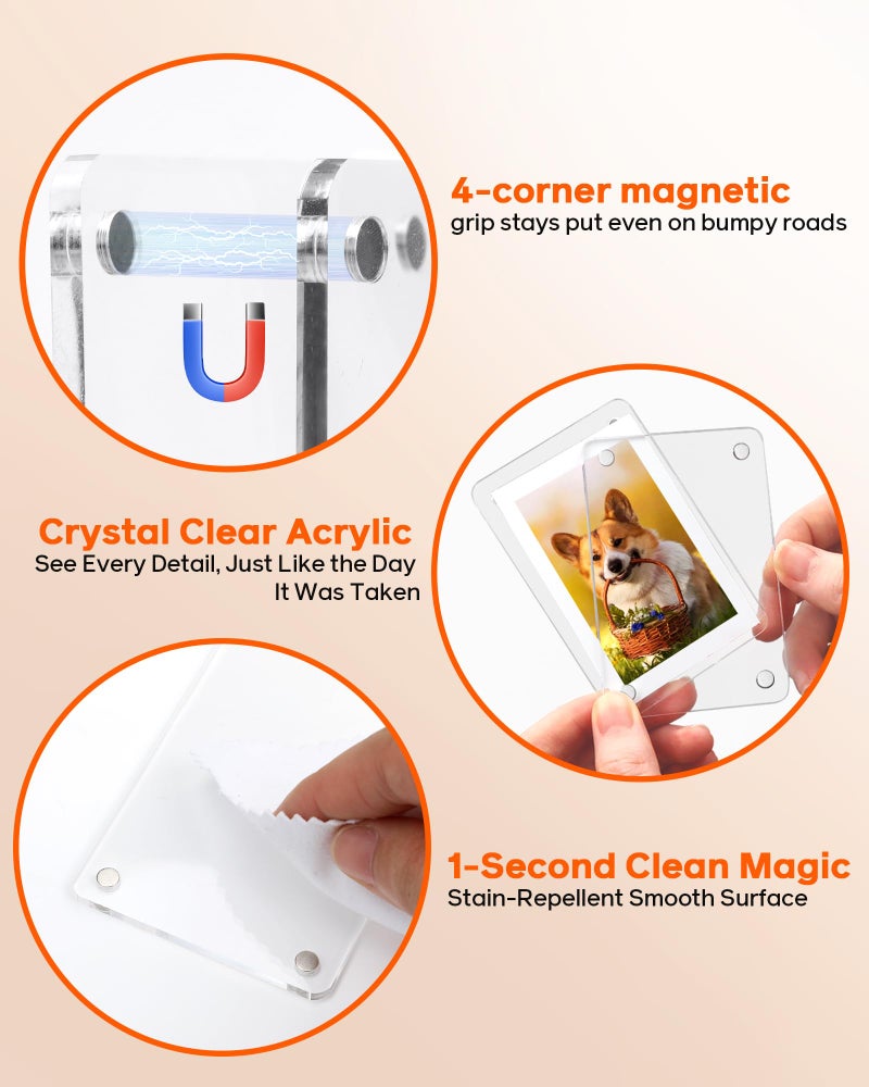 ESVNE 2Pcs Car Picture Holder for Visor Magnetic Picture Frame for 3 Inch Photos, Car Sun Visor Photo Holder with Strong Acrylic Magnet, Personalized Car Accessories with Clips for Easy Display. Gift For Valentineâ€˜s Day - Image 3