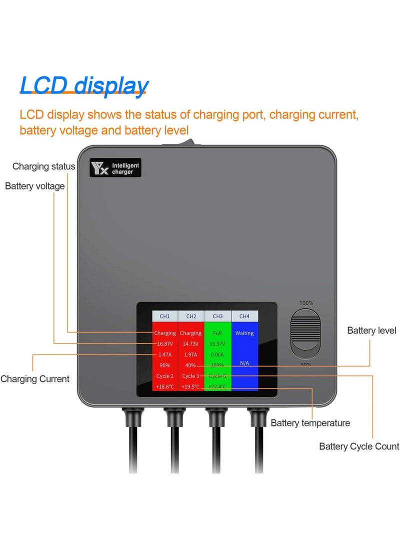 Xmipbs Xmipbs Multiple Battery Charger for DJI Mavic Air 3 LCD Display Battery Charging Hub for DJI Air 3 Batteries and Remote Controller  - Image 3