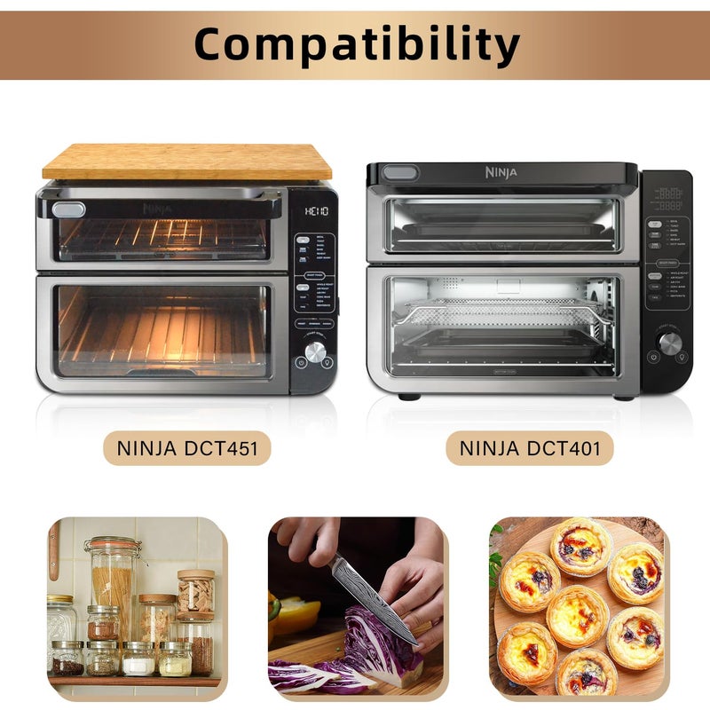 DEMEDO Bamboo Cutting Board Compatible with Ninja DCT401 DCT402 DCT451 Double Oven, Heat Resistant Cutting Board for Convection Toaster Oven, Air Fryer Accessories Compatible with Ninja Oven, Reclaim Space - Image 2