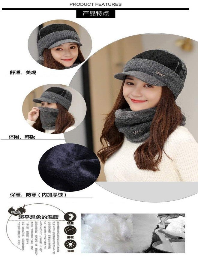 Alexvyan Unisex Wool, Acrylic Winter Cap With Scarf (Combined Cap_Light Brown__1_Grey_Free Size) - Image 4