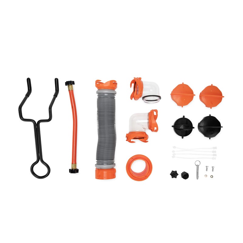 Camco Rhino RV Tote Tank Accessory Kit Features Assortment of Rhino Tote Tank Accessories Includes Steel Tow Adapter 3Foot Sewer Hose More 39021