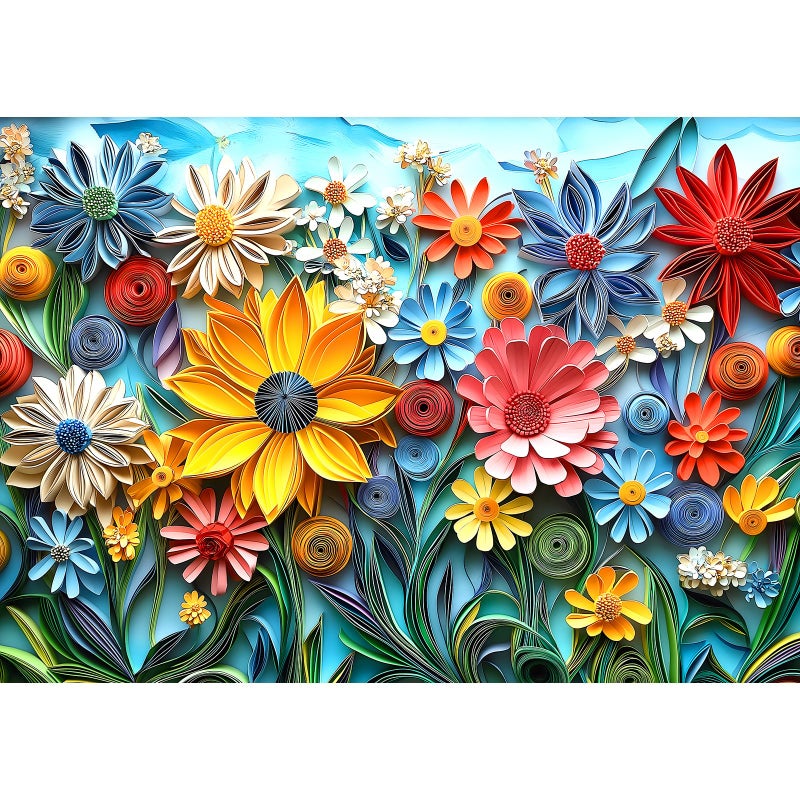 MINIWAN 3D Quilling Paper Art Colorful Wild Flowers Puzzles for Adults 1000 Pieces Vibrant Multicolor Paper Quilling Floral Jigsaw Puzzle Gift for Flower Art Lovers 275x197 Inch - Image 2
