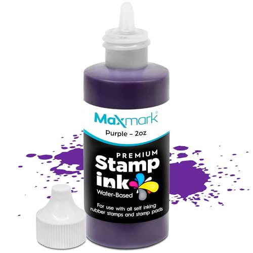 MaxMark Premium Refill Ink with Control Tip Bottle for Self-Inking Stamps, Purple Color - 2 oz. - Image 1