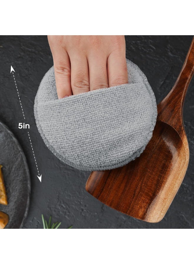 NiHome 5-Inch Wood Conditioner, Wax & Oil Applicator 4-Pack, Reusable Microfiber & Sponge Pads for Scratch-Free Cutting Board Maintenance & Versatile Home Polishing, Machine Washable for Long-Term Use - Image 2