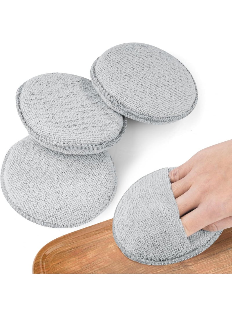 NiHome 5-Inch Wood Conditioner, Wax & Oil Applicator 4-Pack, Reusable Microfiber & Sponge Pads for Scratch-Free Cutting Board Maintenance & Versatile Home Polishing, Machine Washable for Long-Term Use - Image 1