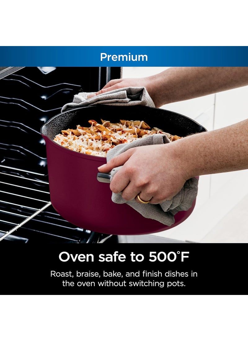 Ninja Ninja CW202RD Foodi NeverStick PossiblePot Premium Set with 7Quart Capacity Pot Roasting Rack Glass Lid  Integrated Spoon Nonstick Durable  Oven Safe to 500F Cherry Tart  - Image 4