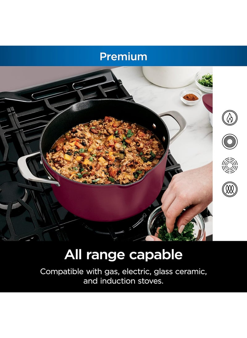 Ninja Ninja CW202RD Foodi NeverStick PossiblePot Premium Set with 7Quart Capacity Pot Roasting Rack Glass Lid  Integrated Spoon Nonstick Durable  Oven Safe to 500F Cherry Tart  - Image 3